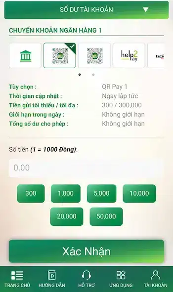 nạp qua bank