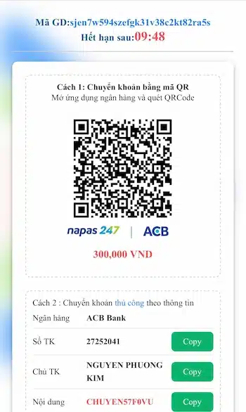 nạp qua qr code