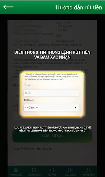 nhập tiền cần rút